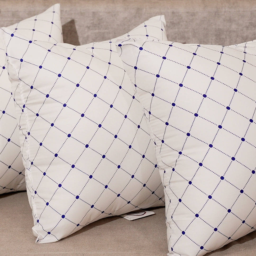 Rest Nest Premium Polycotton Cushions (16x16 Inch, Pack of 5, White & Blue, Recron Fiber Filled)