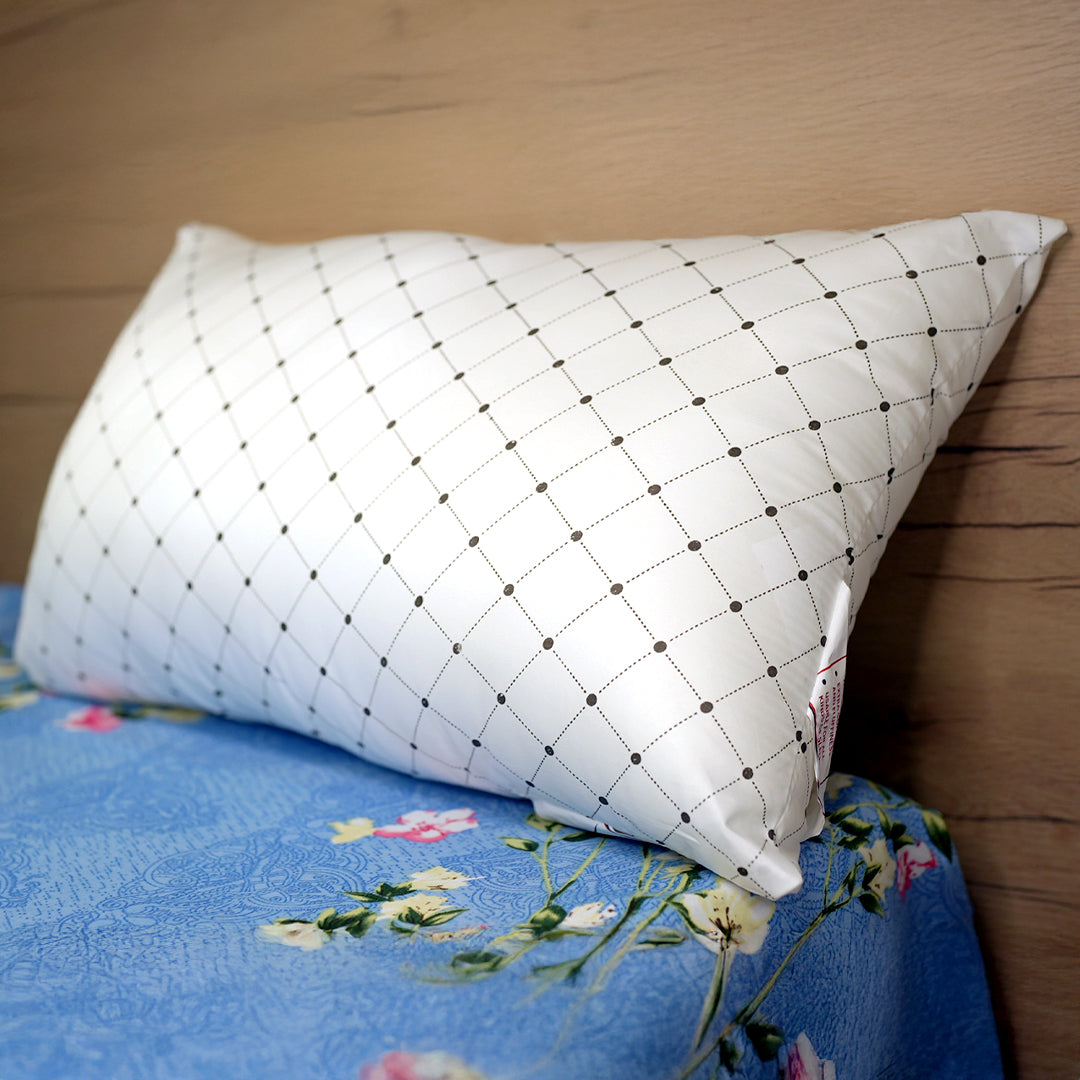 Rest Nest Premium Polycotton Pillow with Recron Fiber Filling – Black & White, 16x26 Inch (Pack of 2)