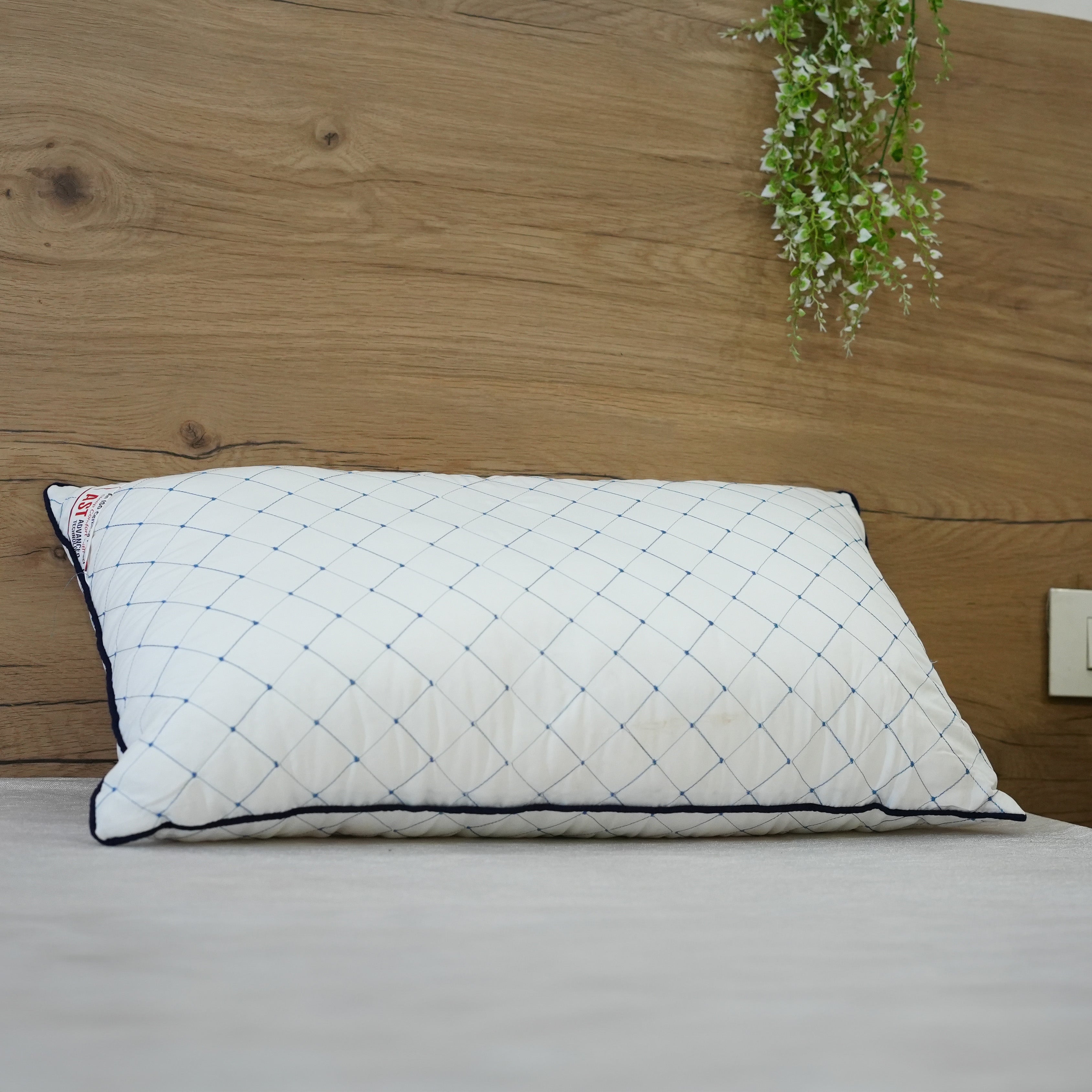 Rest Nest Blue & White Polycotton Pillow – Pack of 2 (16x26 Inch, Light Weight, Soft & Supportive, Filled with Reliance Recron Fiber)