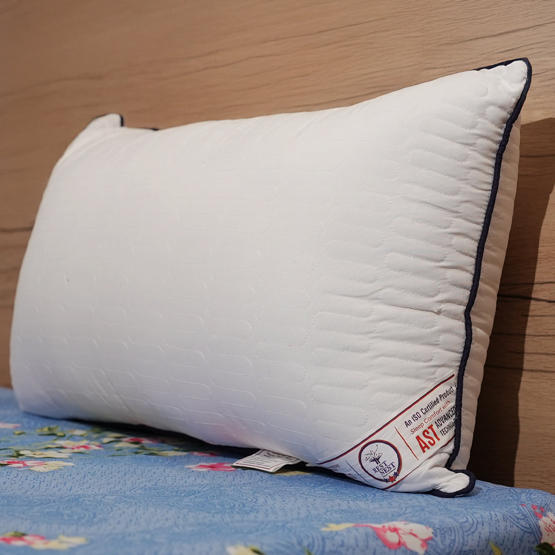 Rest Nest Premium White Glace Cotton Pillows – Pack of 2 (800g Each)