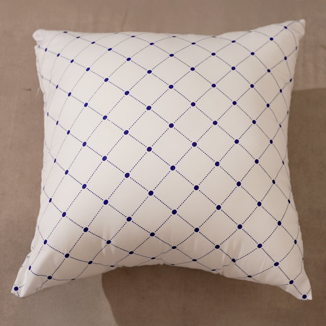 Rest Nest Premium Polycotton Cushions (16x16 Inch, Pack of 5, White & Blue, Recron Fiber Filled)