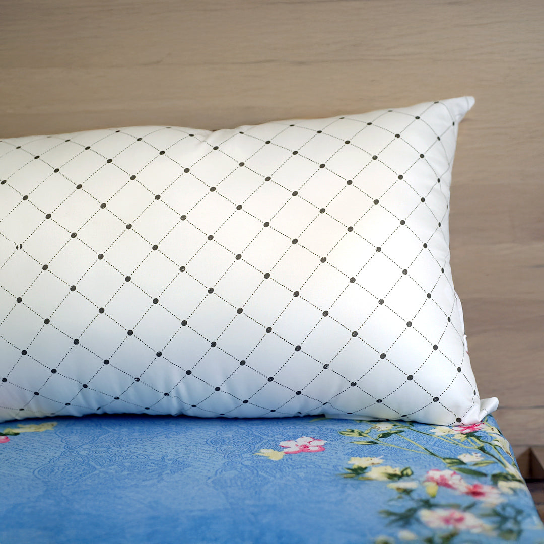 Rest Nest Premium Polycotton Pillow with Recron Fiber Filling – Black & White, 16x26 Inch (Pack of 2)