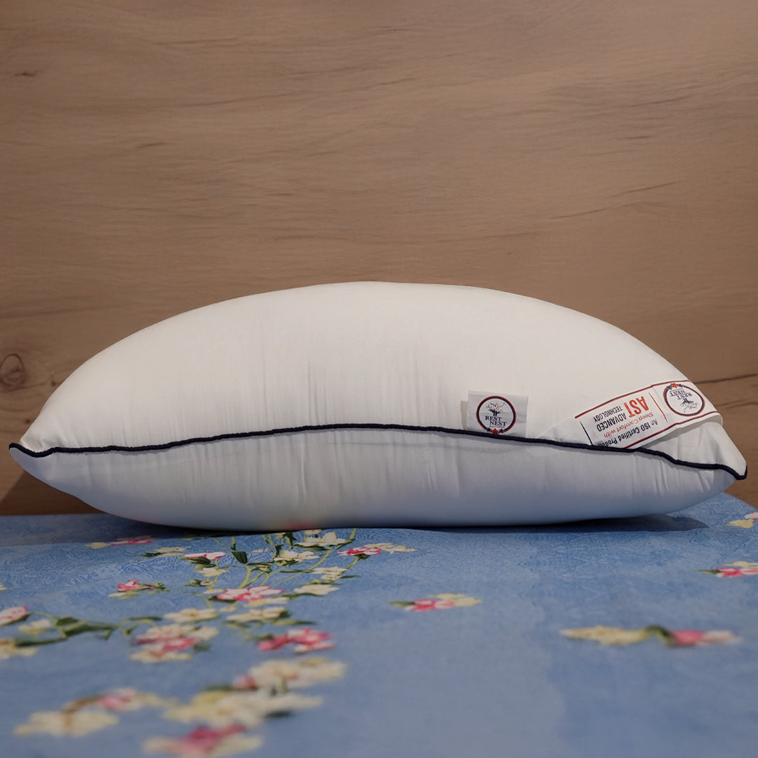 Rest Nest Premium White Sleeping Pillow | Glace Cotton Fabric | Lightweight & Comfortable | Pack of 2