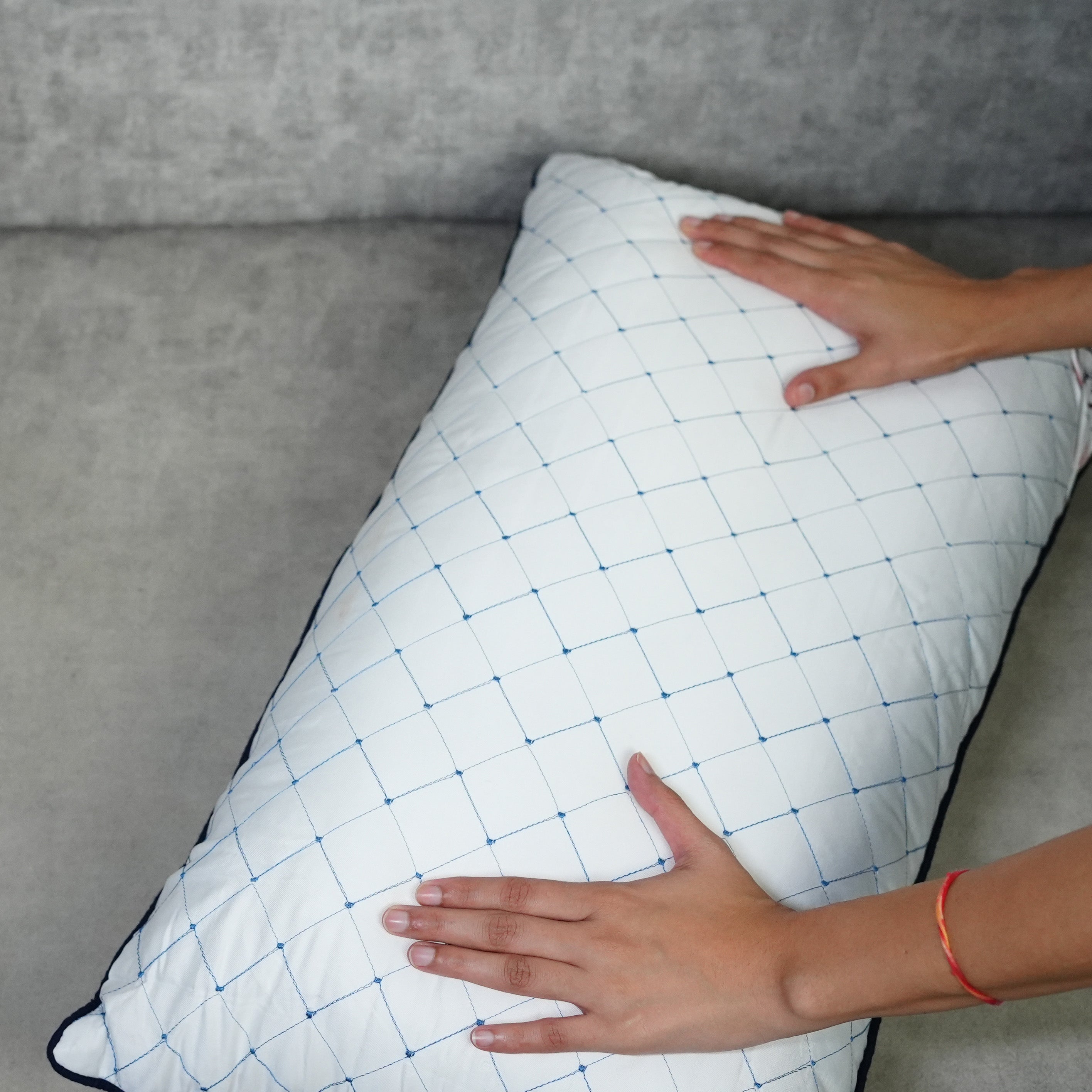 Rest Nest Blue & White Polycotton Pillow – Pack of 2 (16x26 Inch, Light Weight, Soft & Supportive, Filled with Reliance Recron Fiber)