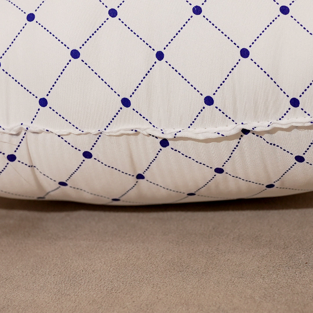 Rest Nest Premium Polycotton Cushions (16x16 Inch, Pack of 5, White & Blue, Recron Fiber Filled)