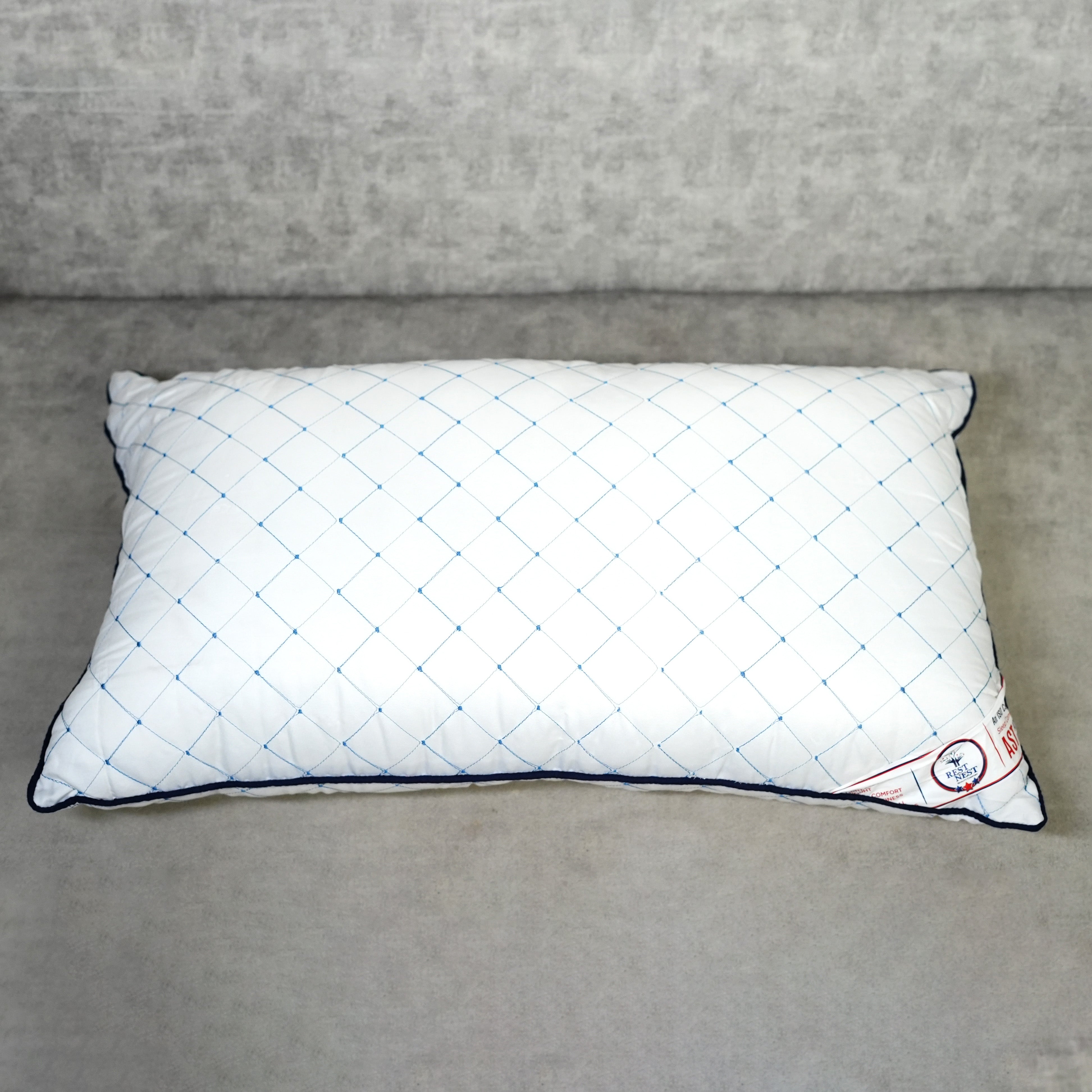 Rest Nest Blue & White Polycotton Pillow – Pack of 2 (16x26 Inch, Light Weight, Soft & Supportive, Filled with Reliance Recron Fiber)