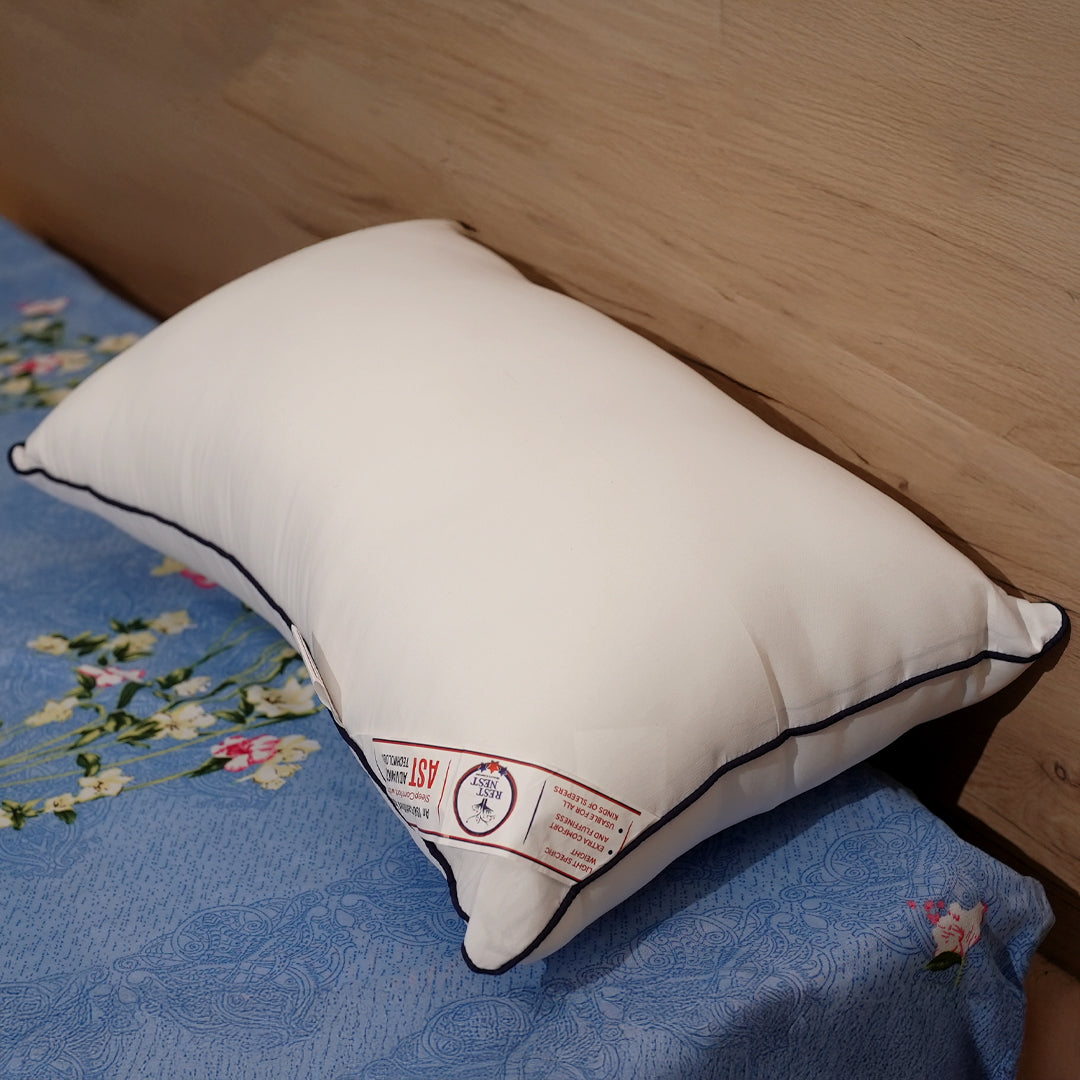 Rest Nest Premium White Sleeping Pillow | Glace Cotton Fabric | Lightweight & Comfortable | Pack of 2