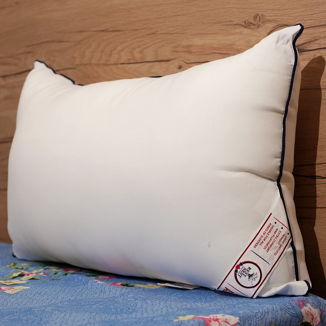 Rest Nest Premium White Sleeping Pillow | Glace Cotton Fabric | Lightweight & Comfortable | Pack of 2